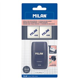Eraser and Pencil Sharpener Set Milan Afilaborra Compact Serie 1918 Double Blue