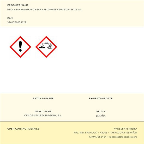 Refill for ballpoint pen Fellowes 0910301 Blue Golden (12 Units)