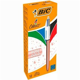 Pen Bic White Pink (12 Pieces)