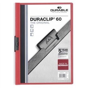 Document Folder Durable Duraclip 60 Red Transparent A4 25 Pieces