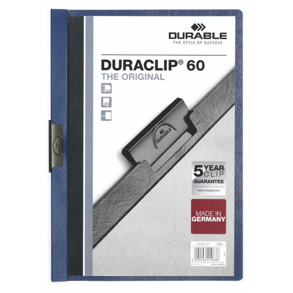 Document Folder Durable Duraclip 60 Transparent Dark blue A4