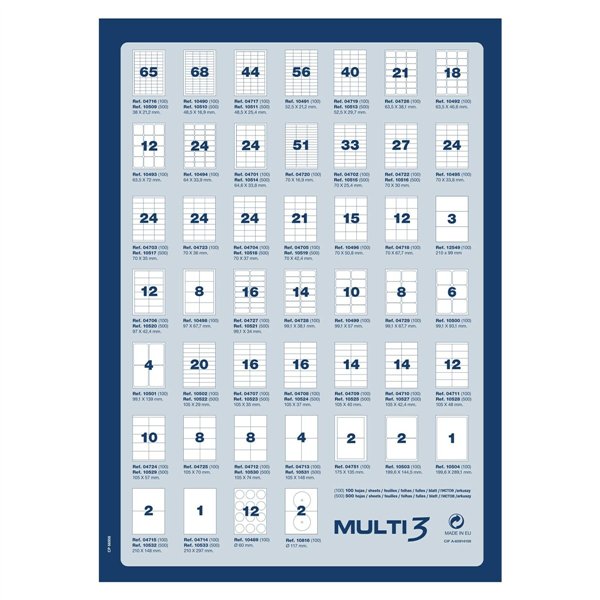 Labels MULTI 3 105 X 40 mm White 100 Sheets