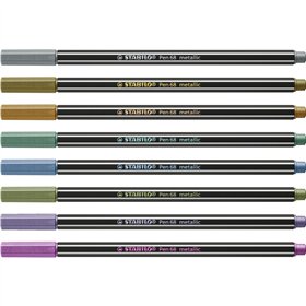 Set of Felt Tip Pens Stabilo Pen 68 metallic 8 Pieces Multicolour