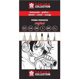 Set of Felt Tip Pens Talens Sakura Pigma Black