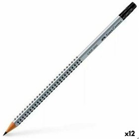 Pencil with Eraser Faber-Castell Grip 2001 Ecological Grey HB (12 Units)