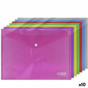 Document Holder Ingraf Plastic Multicolour Clasp A4 (10Units)
