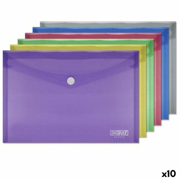 Document Holder Ingraf Plastic Multicolour Clasp A5 (10Units)