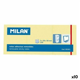 Sticky Notes Milan 3 in 1 Yellow 38 x 50 mm (10 Units)