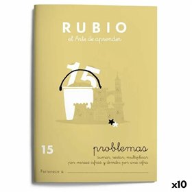Maths exercise book Rubio Nº15 A5 Spanish 20 Sheets (10 Units)