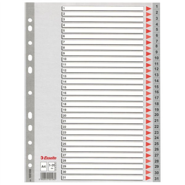 Seperators Esselte 1-31 Numbered Grey A4 31 Sheets (10Units)