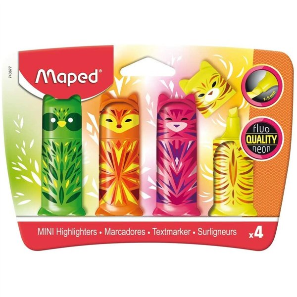 Fluorescent Marker Set Maped Multicolour 4 Pieces (12 Units)