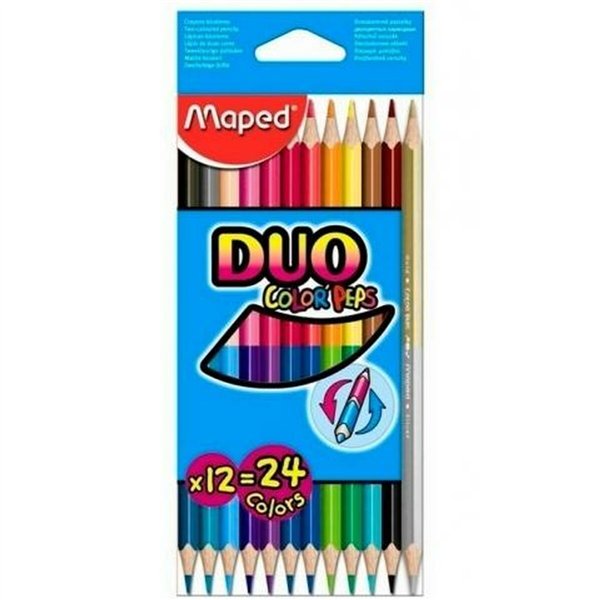 Colouring pencils Maped Duo Color' Peps Multicolour 12 Pieces Double-ended (12 Units)
