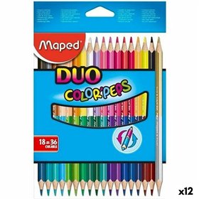 Colouring pencils Maped Duo Color' Peps Multicolour 18 Pieces Double-ended (12 Units)