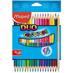 Colouring pencils Maped Duo Color' Peps Multicolour 18 Pieces Double-ended (12 Units)