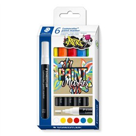 Set of Felt Tip Pens Staedtler Lumocolor 349 6 Pieces Multicolour