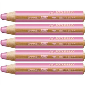 Colouring pencils Stabilo Woody Pink 3-in-1 (5 Units)