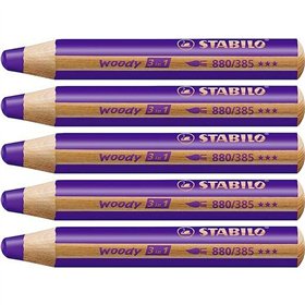 Colouring pencils Stabilo Woody Violet 3-in-1 (5 Units)