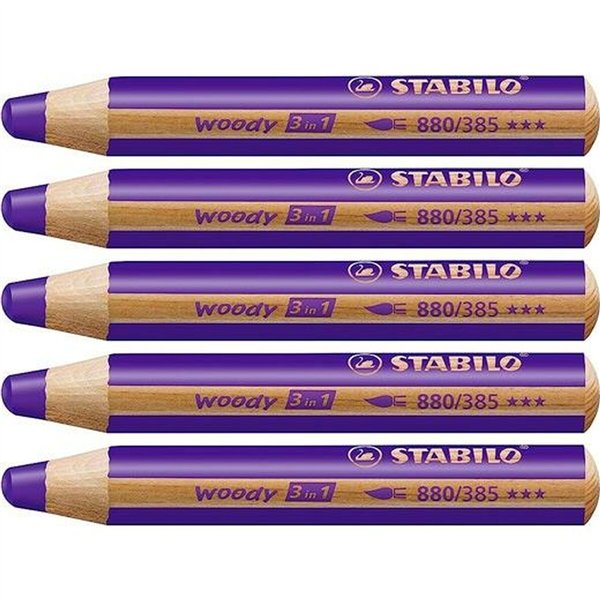 Colouring pencils Stabilo Woody Violet 3-in-1 (5 Units)