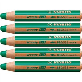 Colouring pencils Stabilo Woody Dark green 3-in-1 (5 Units)