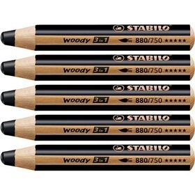 Colouring pencils Stabilo Woody Black 3-in-1 (5 Units)