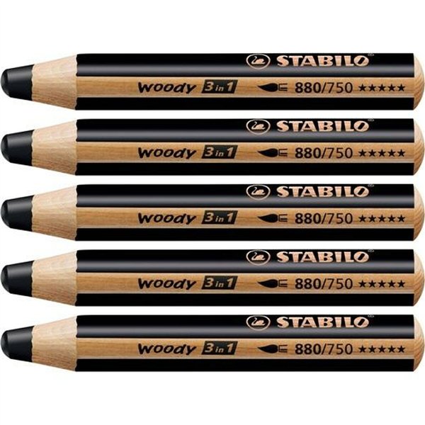 Colouring pencils Stabilo Woody Black 3-in-1 (5 Units)