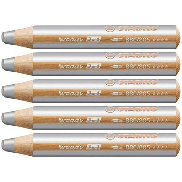Colouring pencils Stabilo Woody Silver 3-in-1 (5 Units)