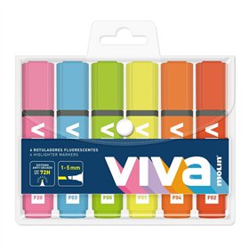 Fluorescent Marker Set Molin VIVA Multicolour 6 Pieces