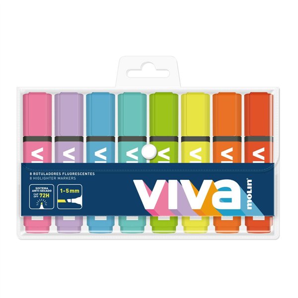 Fluorescent Marker Set Molin VIVA Multicolour 8 Pieces