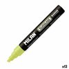 Felt-tip pens Milan Fluoglass Yellow (12 Units) Erasable