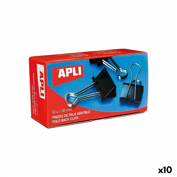 Clamps Apli Black Silver 25 mm (10 Units)