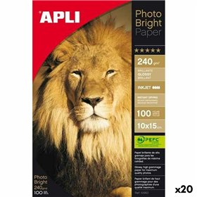 Glossy Photo Paper Apli PHOTO BRIGHT 100 Sheets 10 x 15 cm (20 Units)