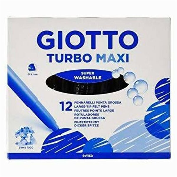 Set of Felt Tip Pens Giotto Turbo Maxi Black (5 Units)