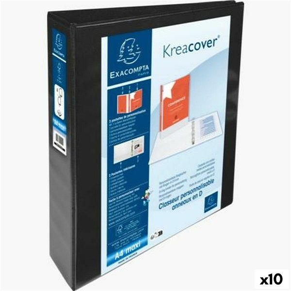 Ring binder Exacompta Kreacover Black A4+ Customisable (10 Units)