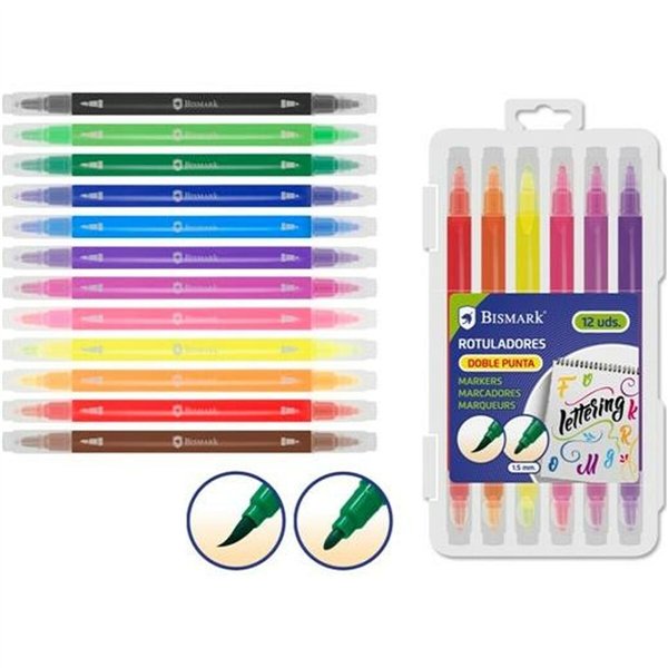 Set of Felt Tip Pens Bismark LETTERING Multicolour 12 Pieces (12 Units)