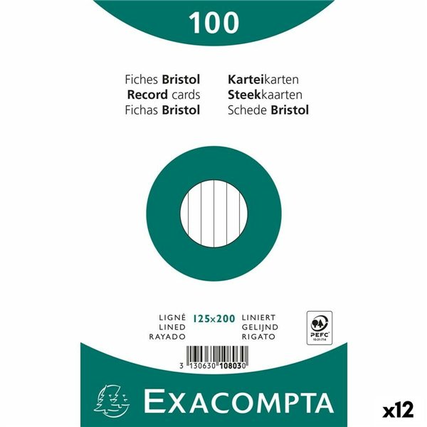 Cards Exacompta White 12,5 x 20 cm (12 Units)