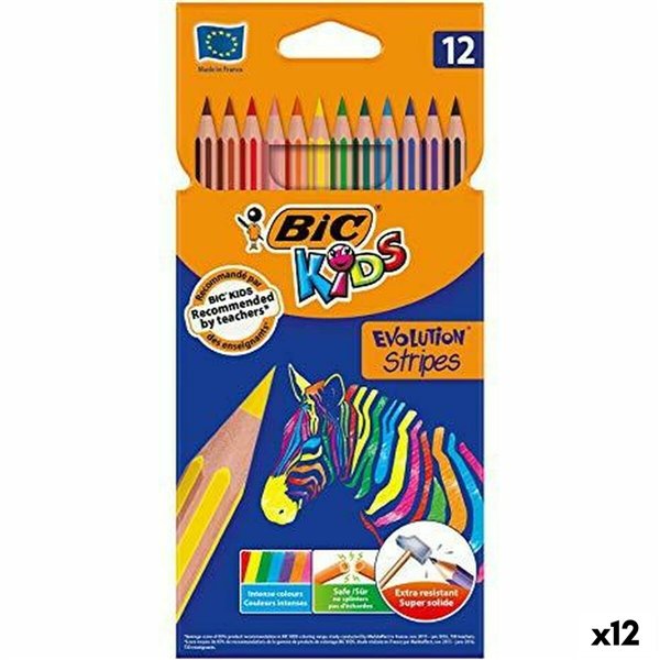 Colouring pencils Bic KIDS EVOLUTION STRIPES Multicolour 12 Pieces (12 Units)