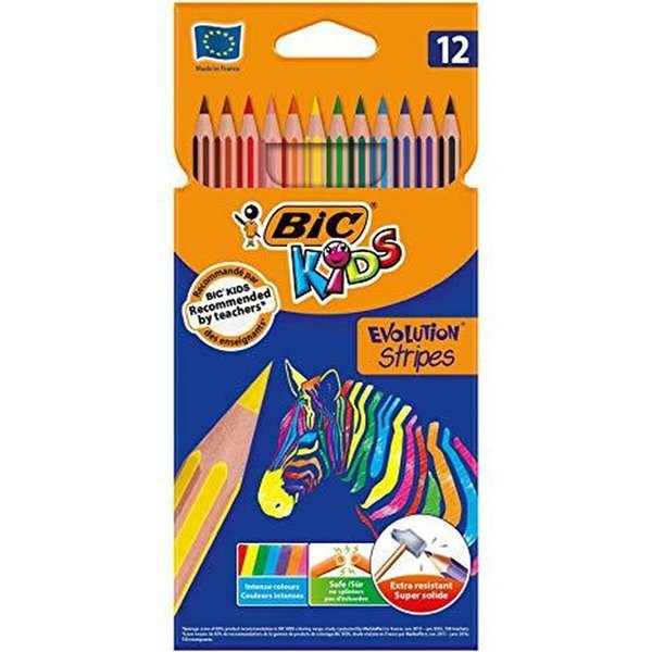 Colouring pencils Bic KIDS EVOLUTION STRIPES Multicolour 12 Pieces (12 Units)