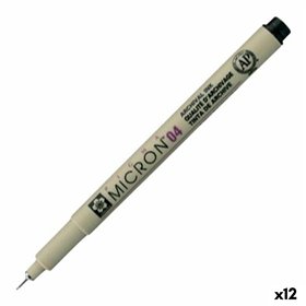 Felt-tip pens Talens Sakura PIGMA MICRON 04 Black (12 Units)