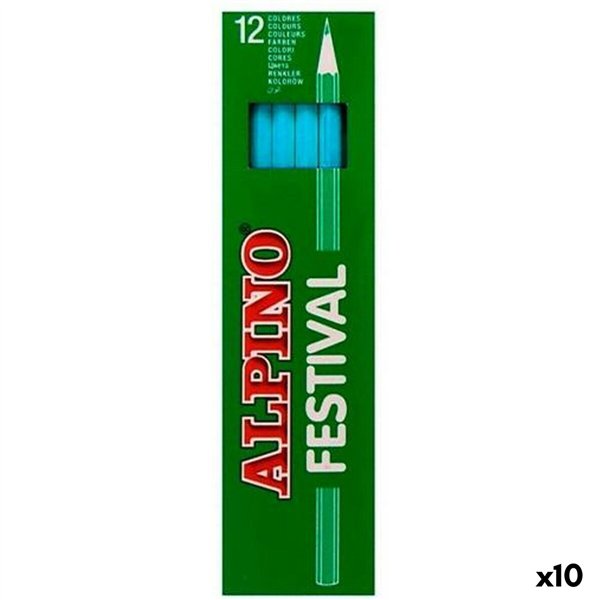 Colouring pencils Alpino Light Blue 12 Pieces (10 Units)