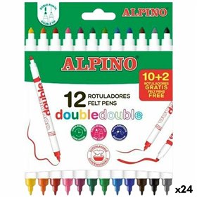 Set of Felt Tip Pens Alpino Double Multicolour 12 Pieces (24 Units)