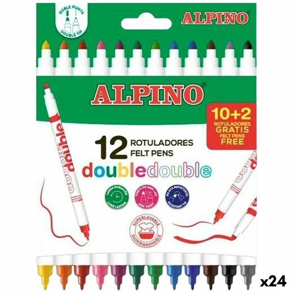 Set of Felt Tip Pens Alpino Double Multicolour 12 Pieces (24 Units)