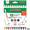 Set of Felt Tip Pens Alpino Double Multicolour 12 Pieces (24 Units)