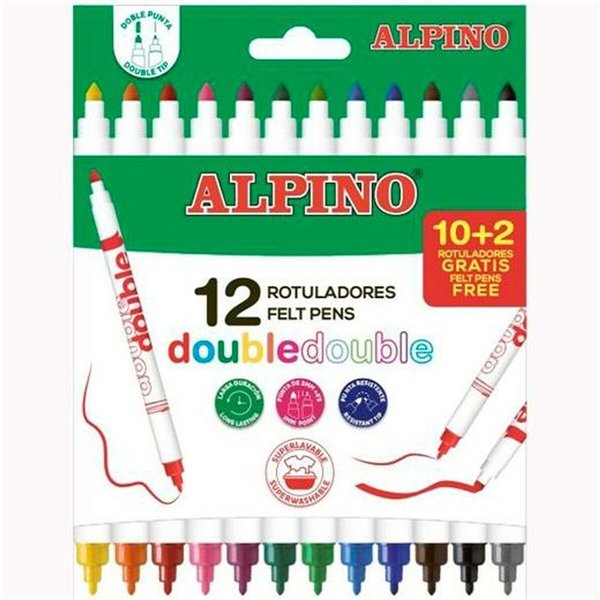 Set of Felt Tip Pens Alpino Double Multicolour 12 Pieces (24 Units)