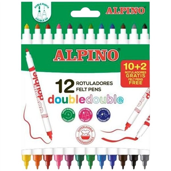 Set of Felt Tip Pens Alpino Double Multicolour 12 Pieces (24 Units)