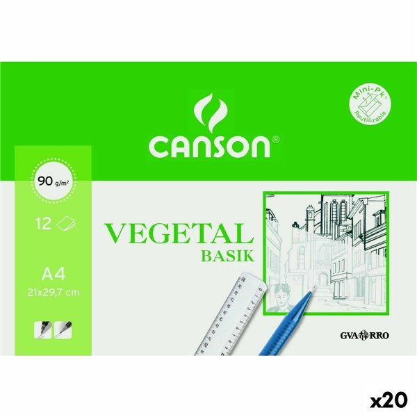 Drawing paper Canson VEGETAL BASIK A4 12 Sheets (20 Units)