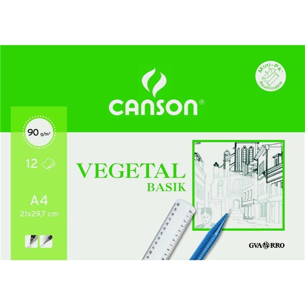 Drawing paper Canson VEGETAL BASIK A4 12 Sheets (20 Units)