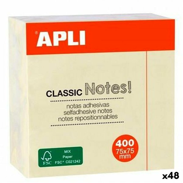 Sticky Notes Apli CLASSIC Yellow 75 x 75 mm (48 Units)