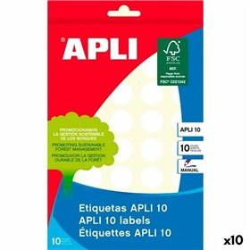 Adhesive labels Apli White Circle Circular 10 Sheets (10 Units)