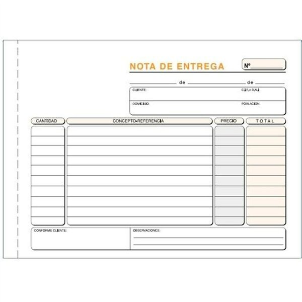 Delivery Book 21 x 15 cm (10 Units)