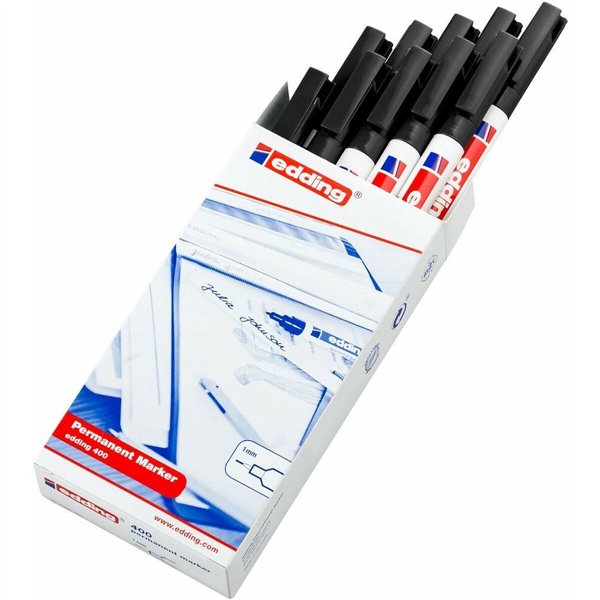 Permanent marker Edding 400-01 Black 1 mm (10 Units)